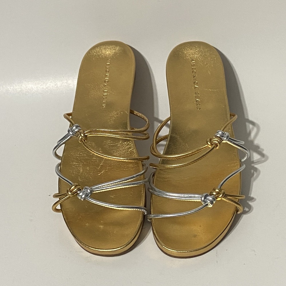 Veronica Beard Eda Strappy Sandals Womens Size 11 M Gold Leather NEW $225